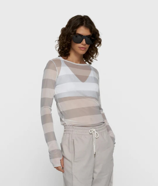 Mesh Long Sleeve Stripes white/stone