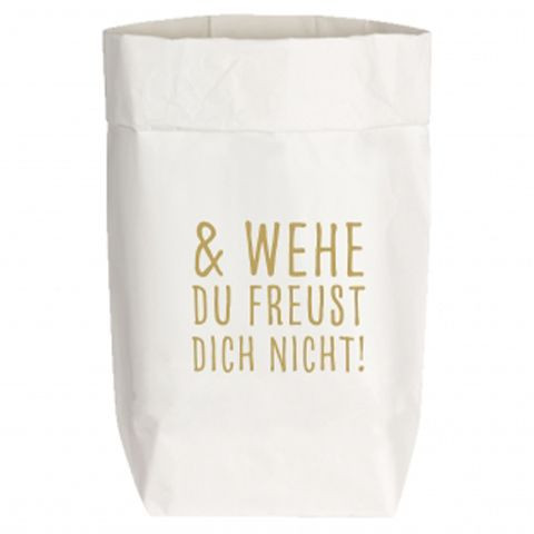 PaperBags Small Weiss, & Wehe Du Freust Dich Nicht Gold