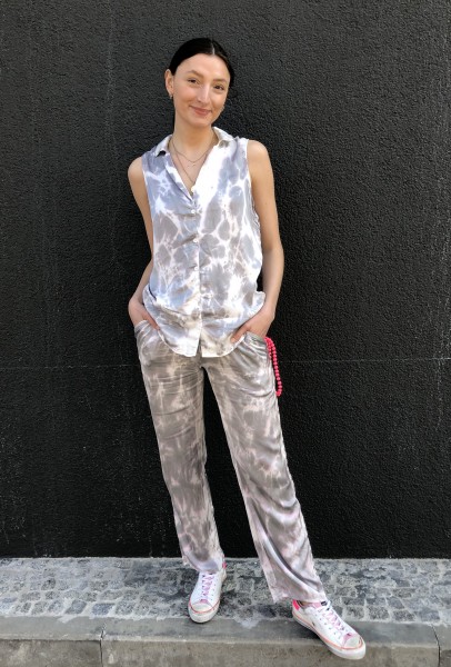Blouse Top Tie Dye silver