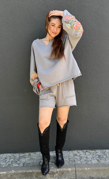 Sweatshort Posie grey stone
