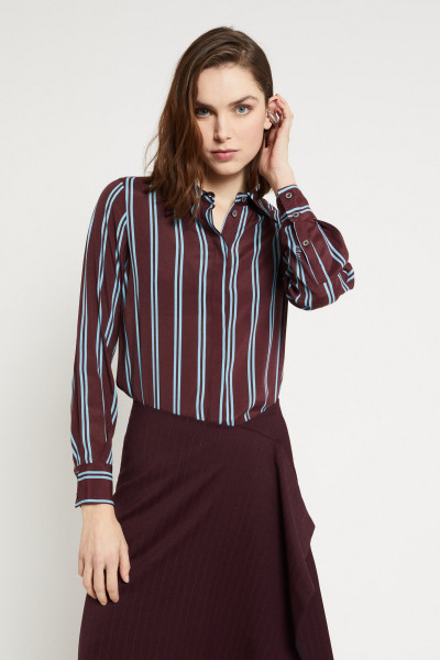Viscose Bluse Striped Bordeaux/Blue