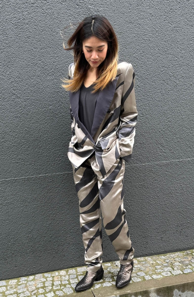 Satin Pants Zebra warm taupe