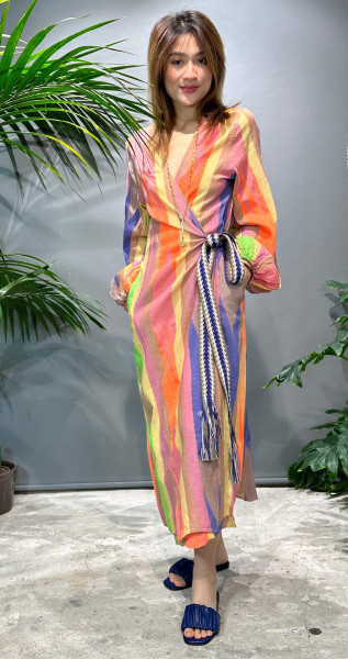 Longdress Kimono Beige/Blue