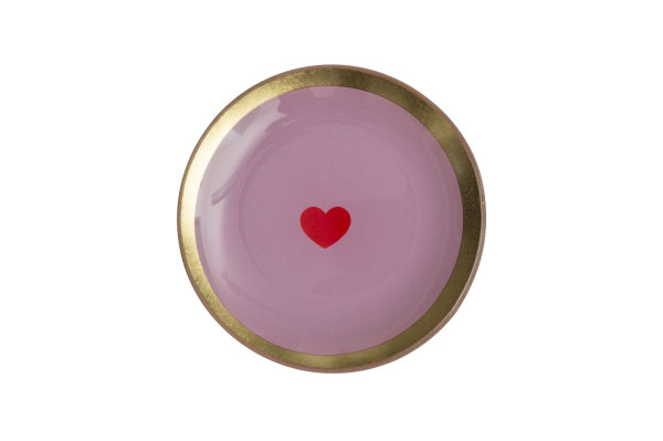 Love Plates Glasteller Herz rund rosa