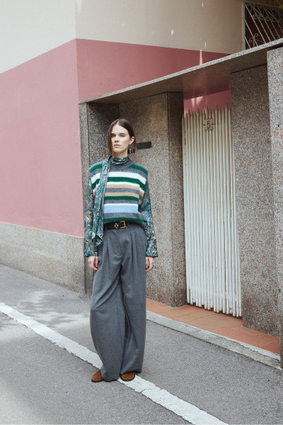 Palazzo Trousers With Pleats grey