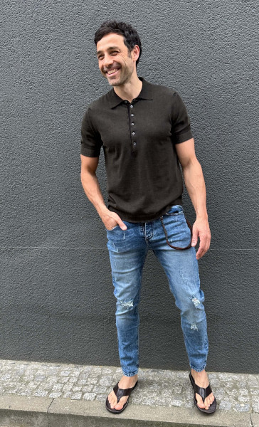 Feinstrickpolo Moro Dark