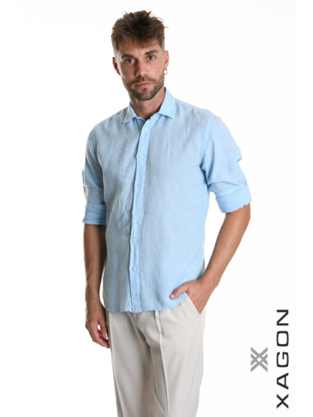 Shirt Lino Azzurro