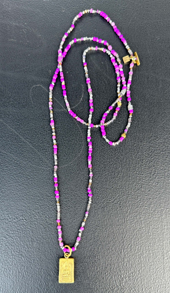 Necklace Purple Buddha 90cm