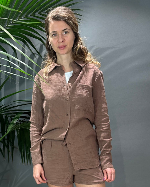 Button Down Shirt Gusset-Roast