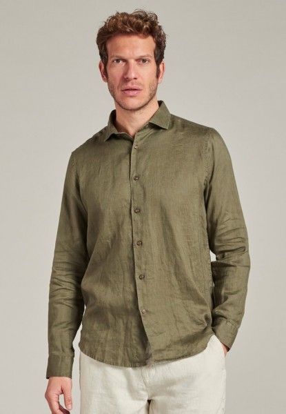 Jagger Shirt Linen Army Green