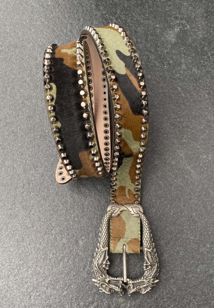 Leather Belt Kalbsfell Camouflage &amp; Dragon