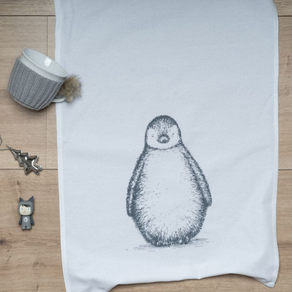 Geschirrtuch Weiss, Pinguin Dunkelgrau
