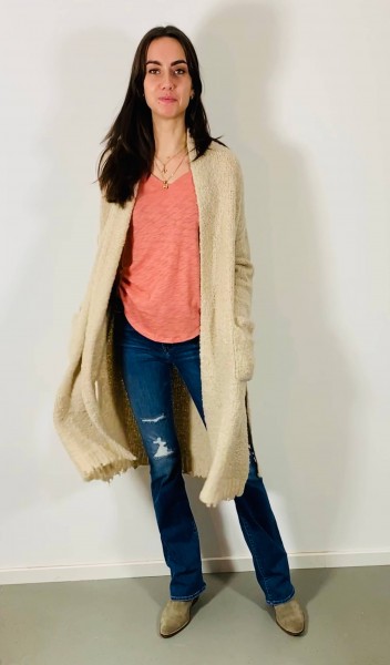 Slub Jersey V-Neck Flamingo