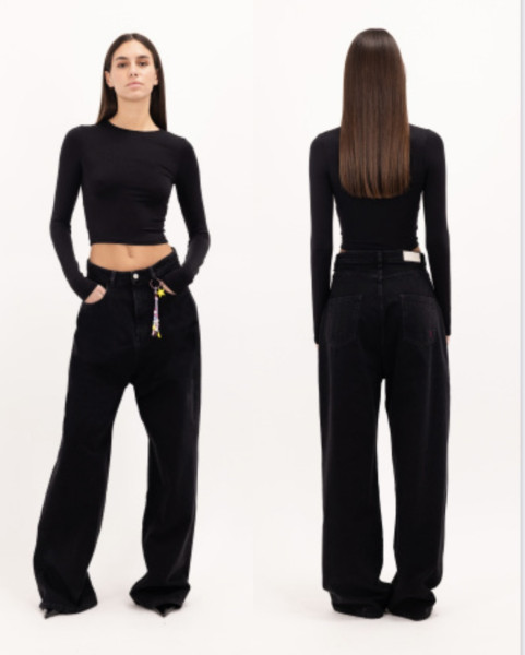 Coco Wide Leg Medium Rise Graphite Black