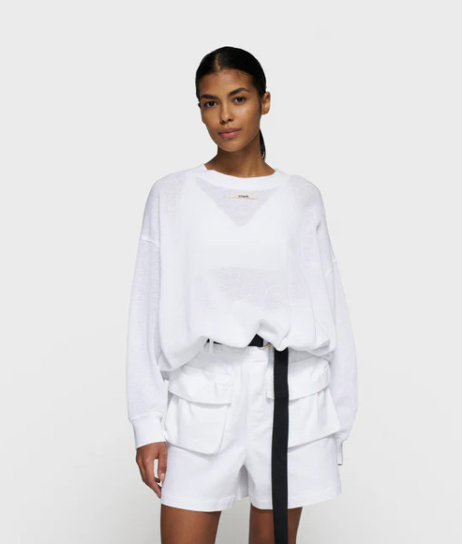 Mesh Baseball Sweater Gathering white