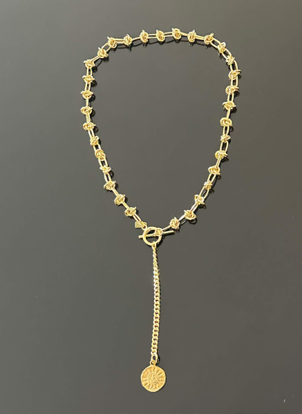 Chain Coin Knot Necklace Gold