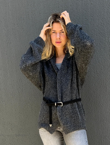 Cardigan dark grey melange