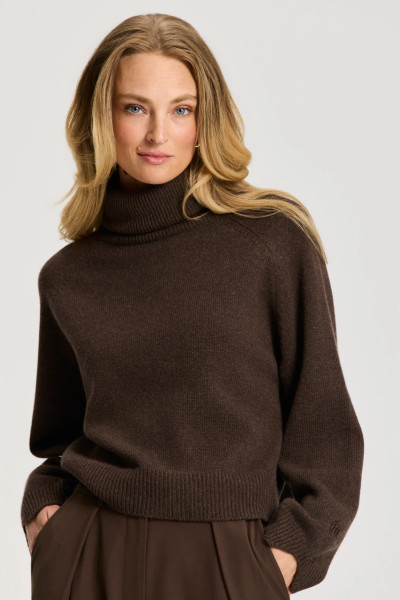Lux Cropped Turtleneck Cacao Melange
