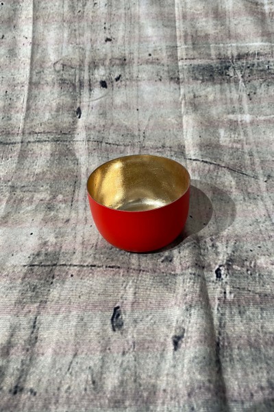 Madras Windlicht S neon rot/gold