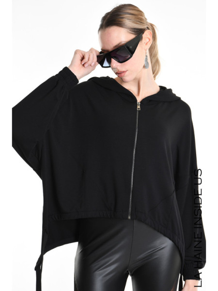 Oversize Bamboo Sweatjacke black
