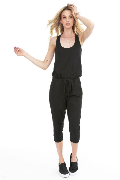 Razor Back Drawsting Jumpsuit black