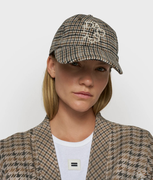Wool Blend Check Cap champagne