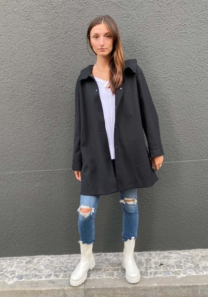 Kurzmantel mit Kapuze black