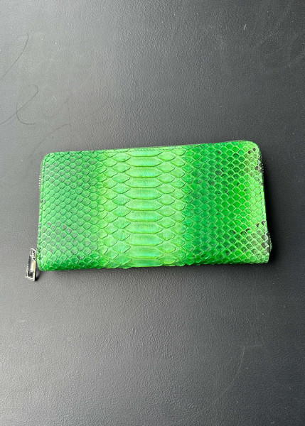 Leather Zipp Wallet Python grün Batik