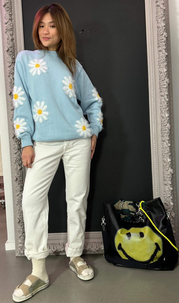 Blue Sky Allover Daisy Crew