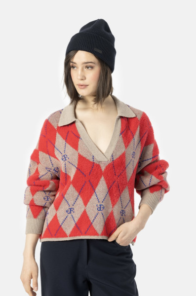 Jade Sweater Polo Style real red diamonds
