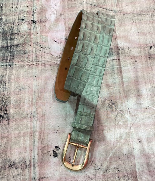 Leather Belt Krokodil salbei