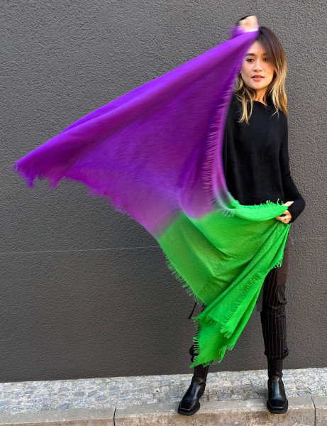 Cashmere Scarf Neon Green/ Neon Purple