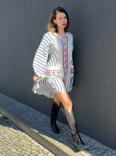 Short Dress Jacquard Nifty Bluenavy Short Dress Jacquard Nifty Bluenavy