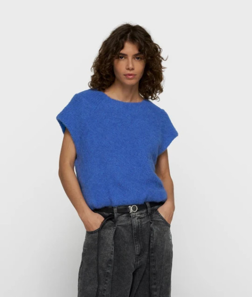 Balloon Hairy Knit Top ultramarine