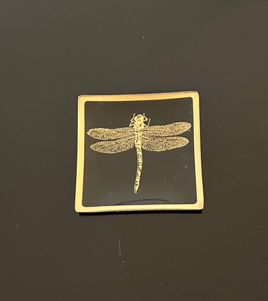 Glasteller S Libelle schwarz / gold