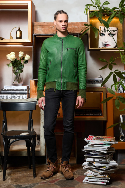 Man Lamb Leather Jacket Matcha