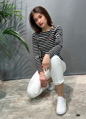 Longsleeve gestreift & Stitching Longsleeve gestreift & Stitching