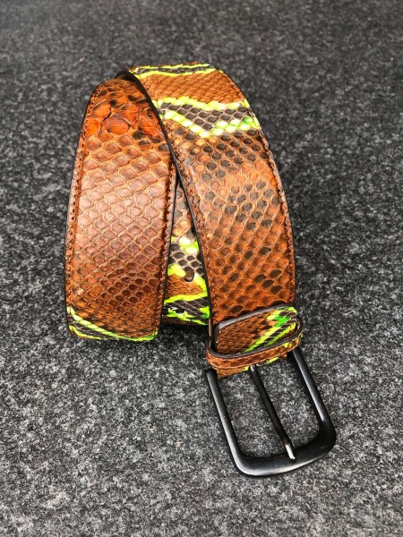Leather Belt Python cognac neon Gelb