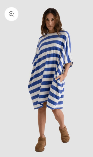 Salina Dress Striped Ocean/White