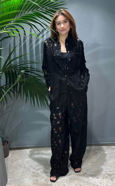 Crochet Hemd-Bluse black