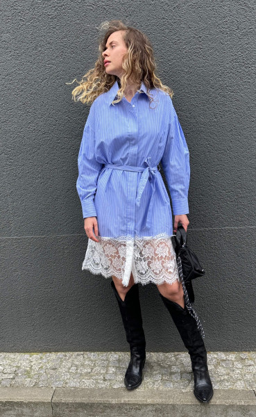 Blusenkleid Marjo Rayure Bleu Stripe & Spitze