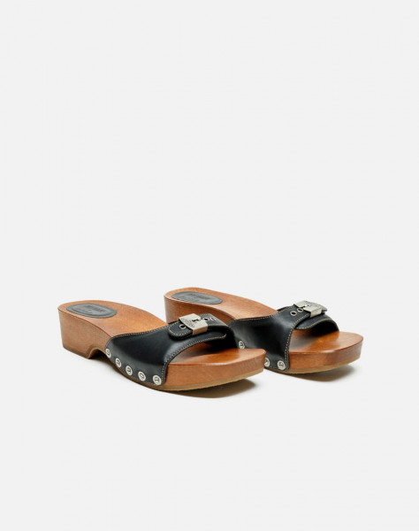 Scholl Clog Sandal Black Leather