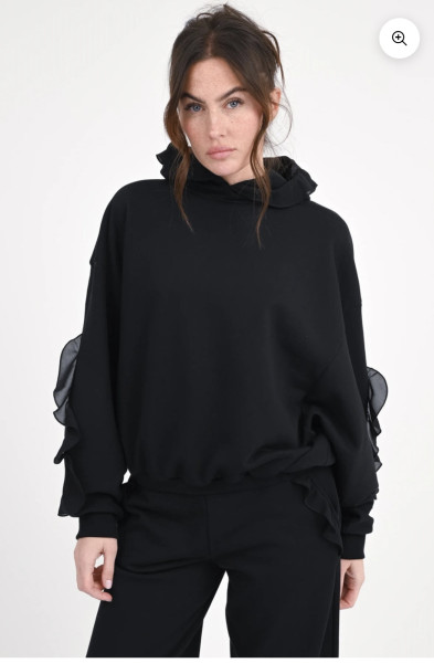 Sweathoodie Mit Volants black
