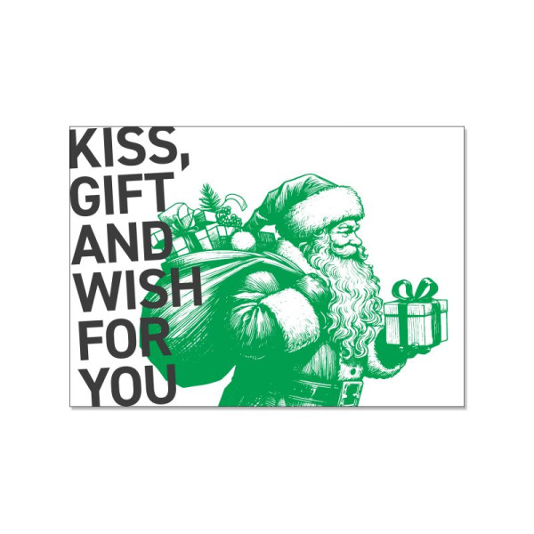 Postkarte quer Kiss, Gift And Wish For You