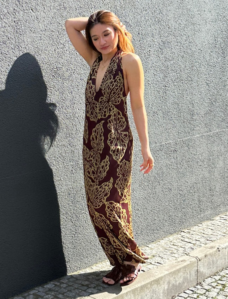 Neckholder Dress Merlot/Camomilla