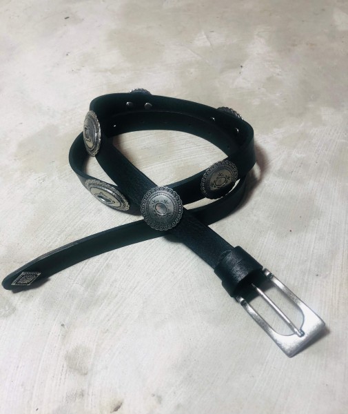 Leatherbelt black & silber Buggles