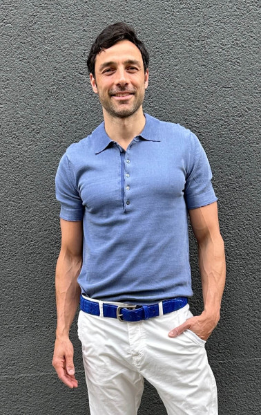 Feinstrickpolo Sky Blue
