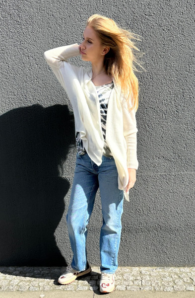 Jacket Louka Shawl Collar Cashmere Cardigan Blanc