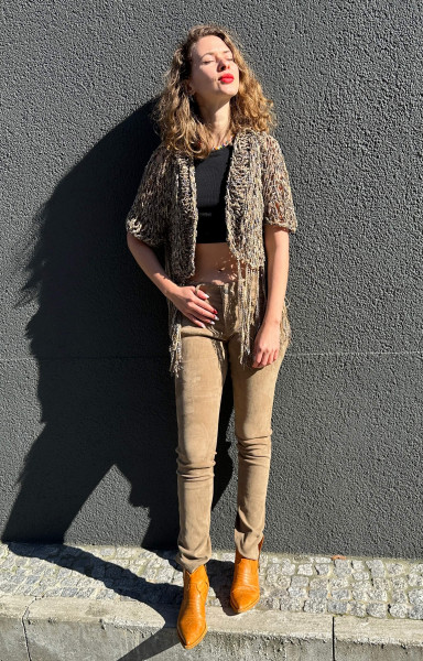 Handknit Cardigan Fringe Multi