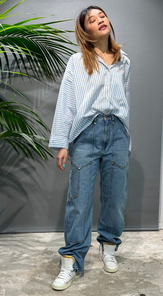 Blouse Stripe white/blue